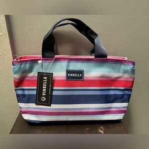 NWT Vinrella Striped Multi-Color lunch tote